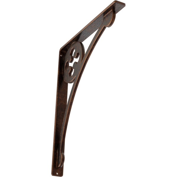 Ekena Millwork Crawley Wrought Iron Bracket, (Single center brace), Antiqued Copper 1 1/2"W x 12"D x 15"H BKTM01X12X15SCRACO - main